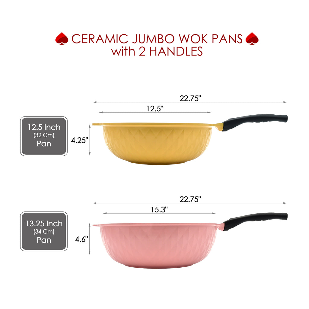 Ace Cook Premium Quality Nonstick Healthy Ceramic Coating Jumbo Woks