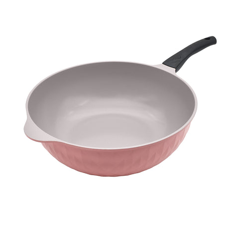 Pink Icing Healthy Nonstick Ceramic 2 Pcs Frying Pan & Wok Set