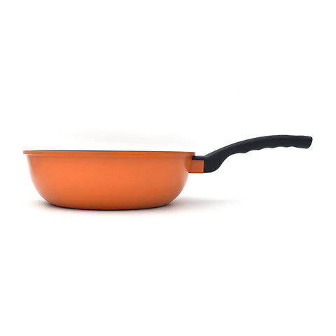 3D Coating Orange Frying Pan, Wok & Lid 3 PCS Set