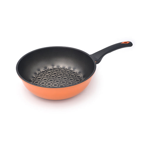 3D Coating Orange Frying Pan, Wok & Lid 3 PCS Set