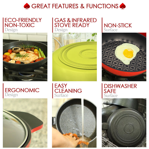 Ace Cook Premium Quality Nonstick Healthy Ceramic Coating Woks