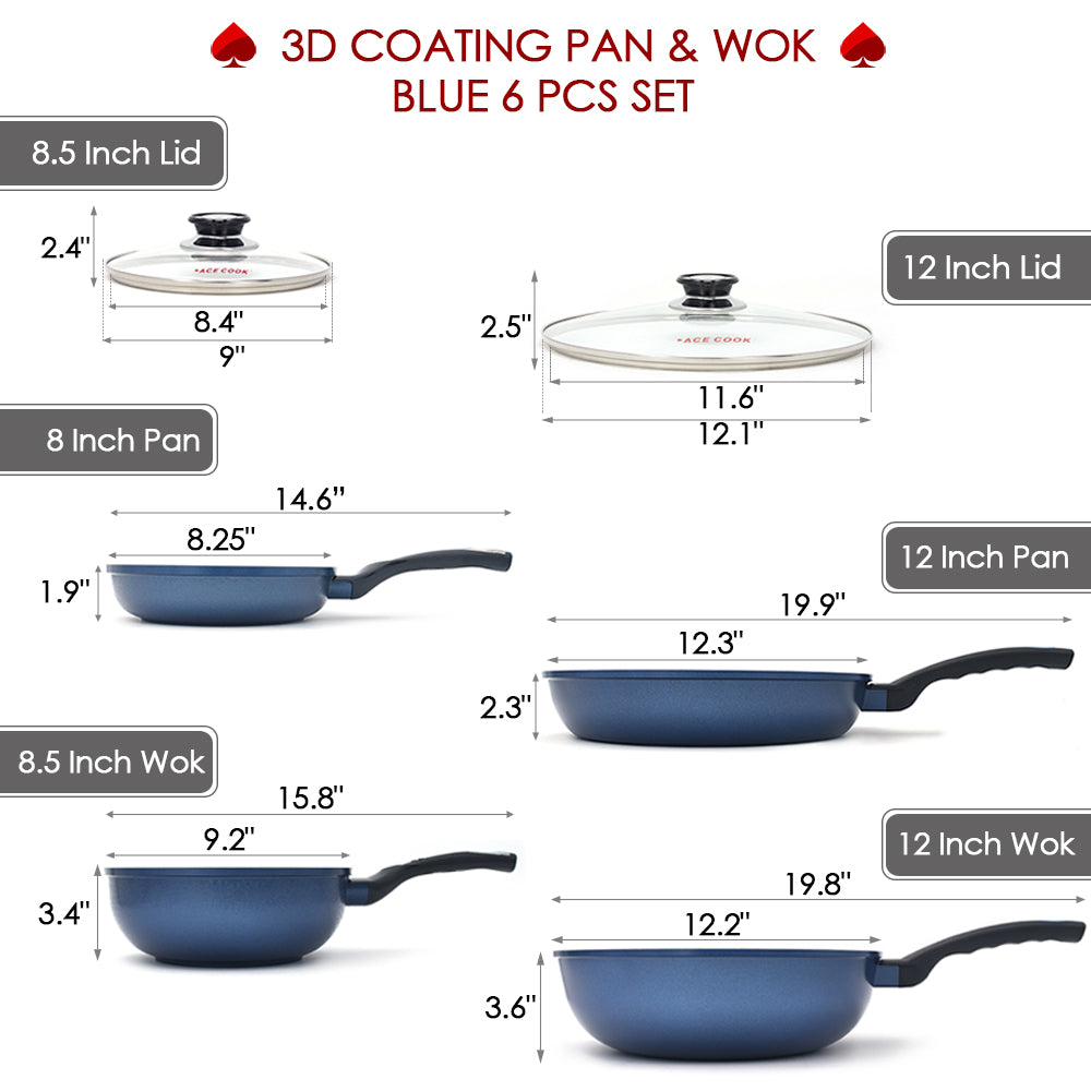 3D Diamond Coating Nonstick Wok, Frying Pan Skillet,Stir Fry Pan - MAD