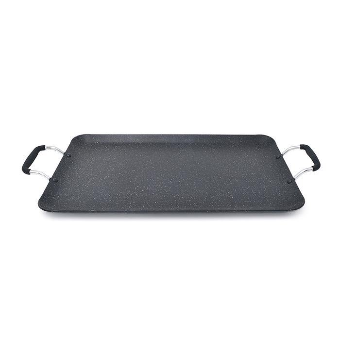 Marble Rectangular Double Griddle with Silicon Handle 20 Inch