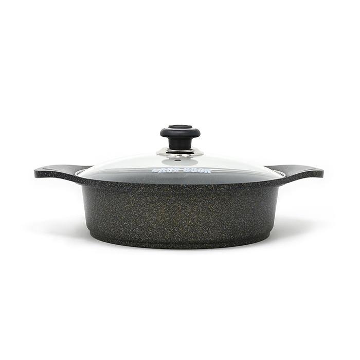 Ace Cook 14 Low Pot Heavy Gauge Nonstick Pan with Glass Lid
