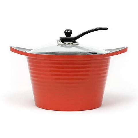 3D Coating Red Frying Pans, Woks, Pots & Lids 8 PCS Set