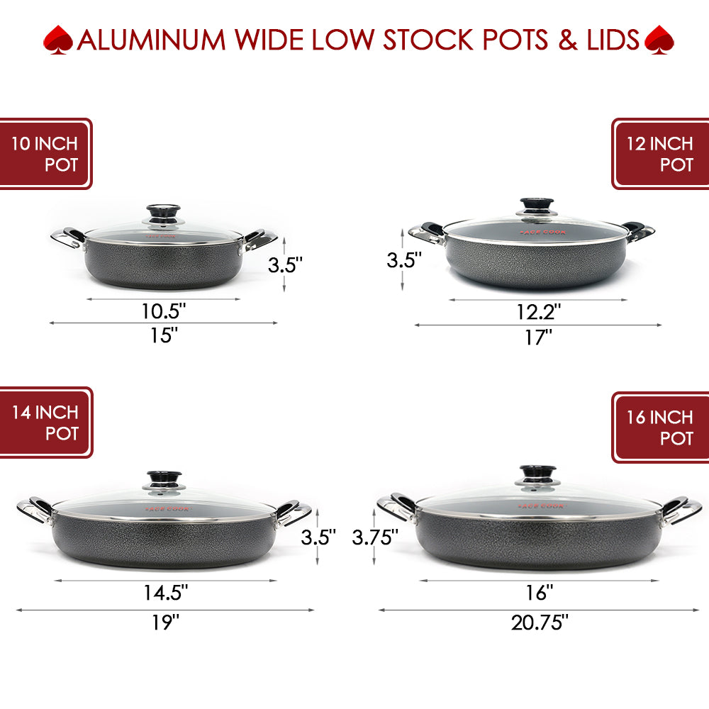 Aluminum Nonstick Wide Low Stock Pots & Lids