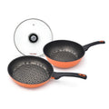 Ultra Nonstick 3D Coating Pan & Wok Orange 3 PCS Set