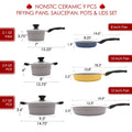 Healthy Nonstick Ceramic 9 Pcs Frying Pans, Saucepan, Pots and Lids Set
